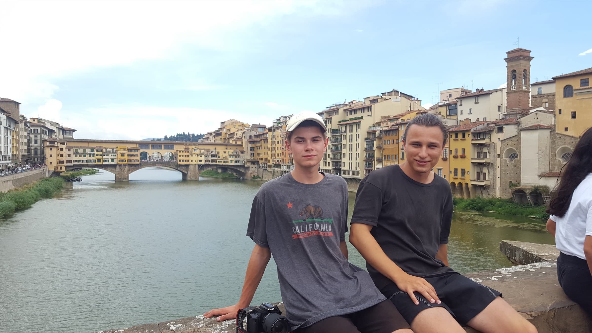 Kacper i Marcin przy Ponte Vecchio.